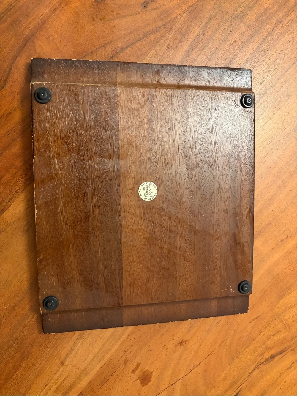 Wooden Serving Tray with Orange Sunburst Tile